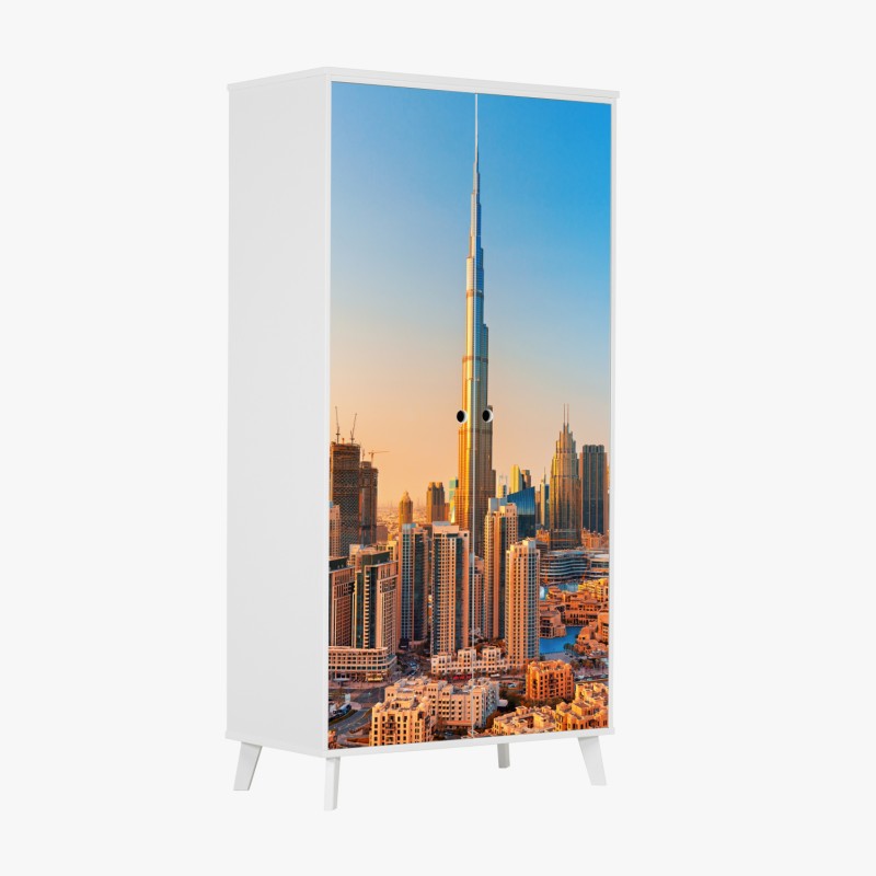 Schrankaufkleber tropischer strand mit blauem sonnenhut – Wallnifity®