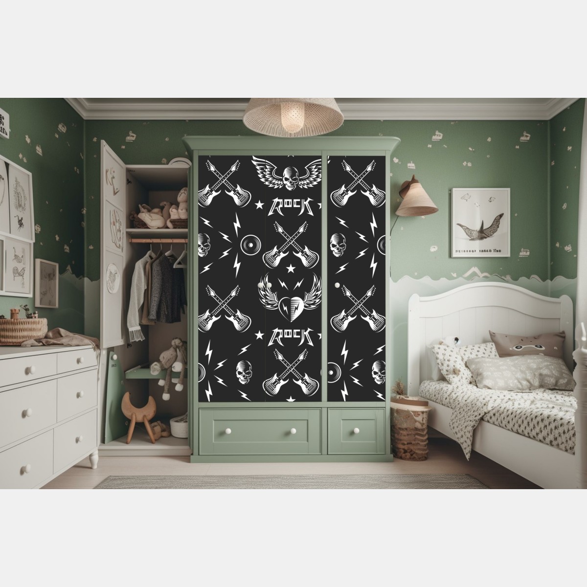 Schrankaufkleber nahtloses muster mit rock-symbolen – Wallnifity® Schrankaufkleber nahtloses muster mit rock-symbolen – Wallnifity®