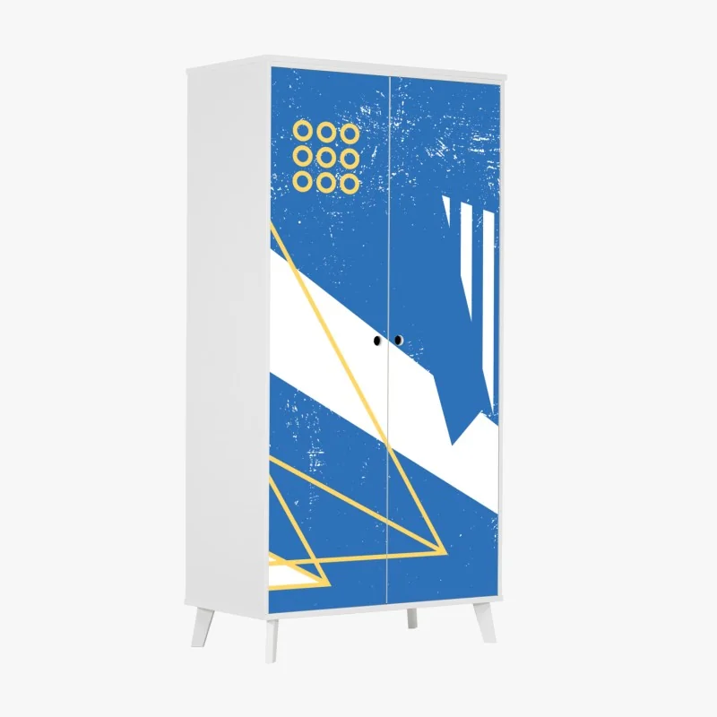 Schrankaufkleber geometrische abstraktion in blau – Wallnifity®