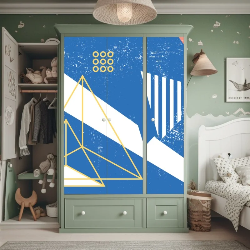 Schrankaufkleber geometrische abstraktion in blau – Wallnifity®