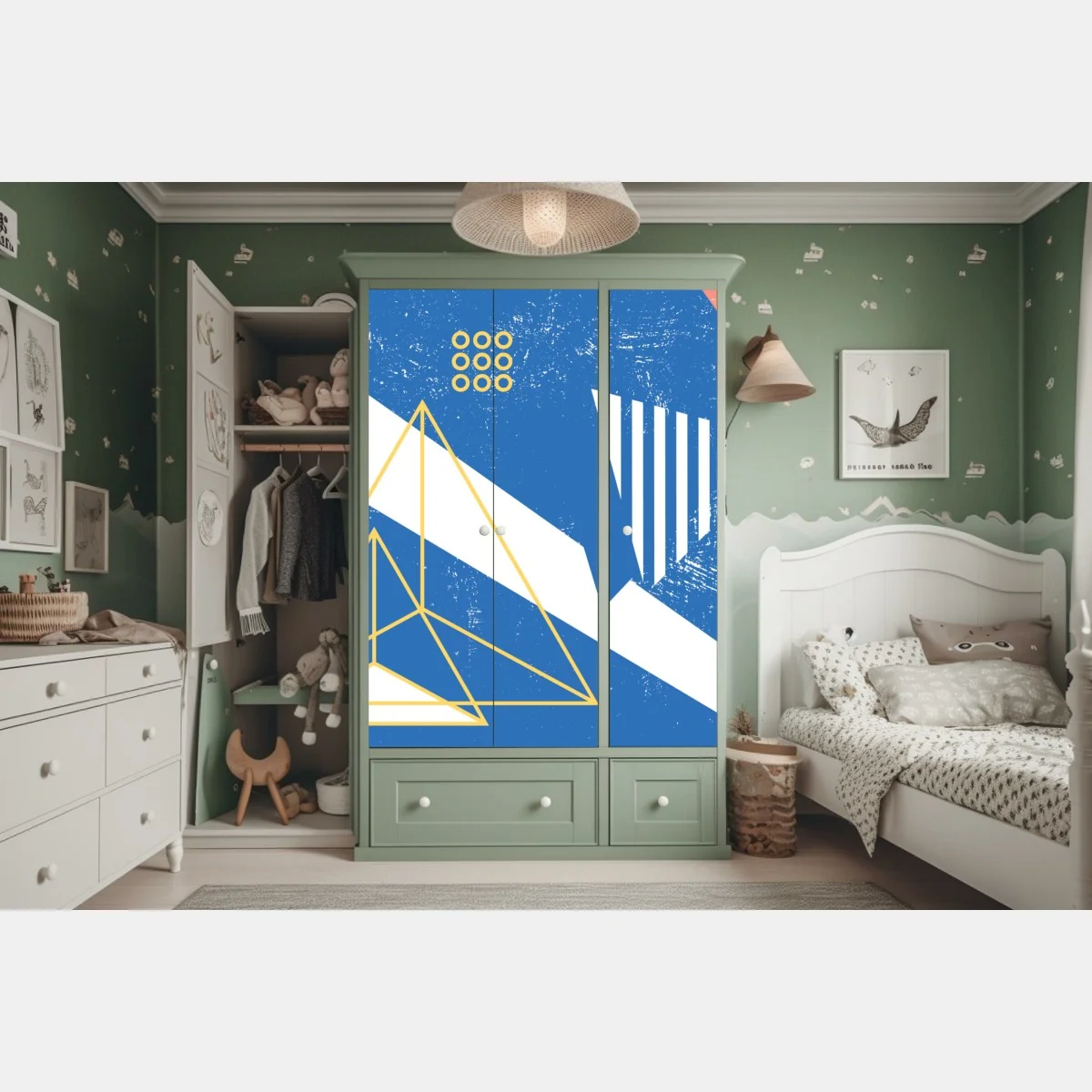 Schrankaufkleber geometrische abstraktion in blau – Wallnifity®