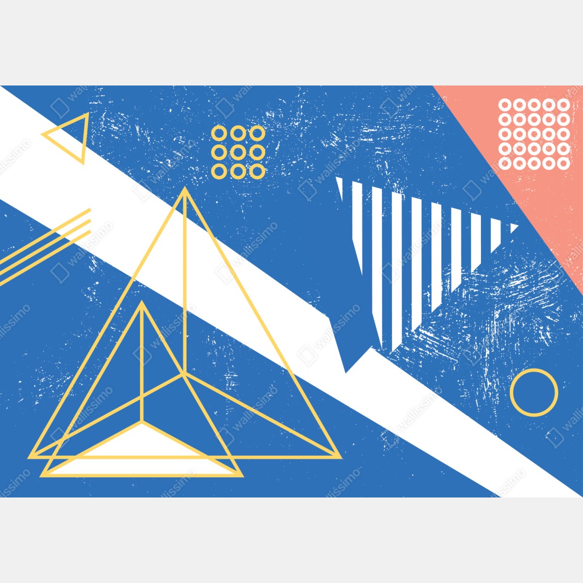 Schrankaufkleber geometrische abstraktion in blau – Wallnifity®