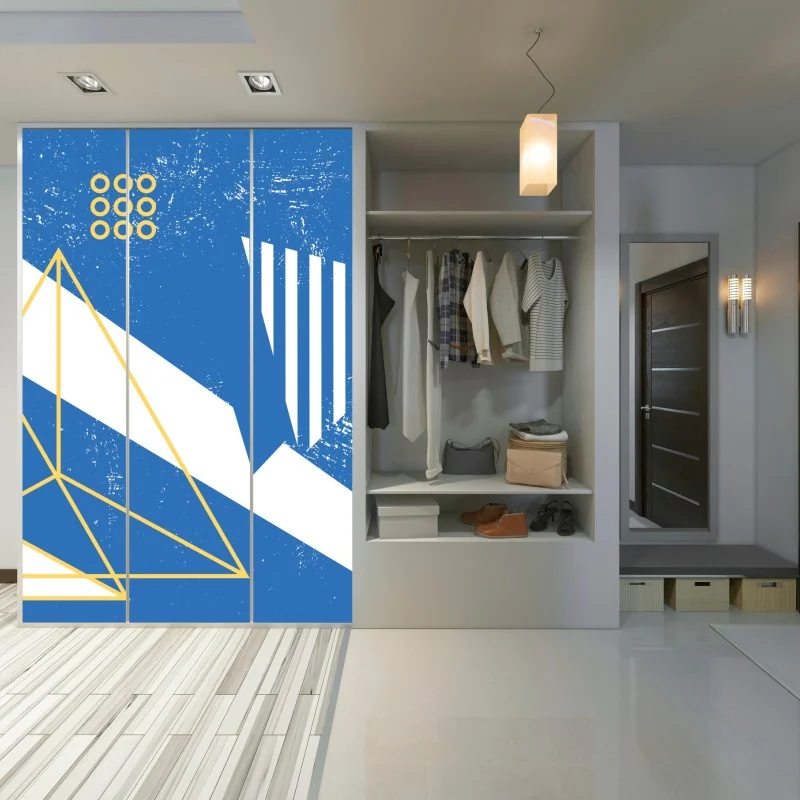Schrankaufkleber geometrische abstraktion in blau – Wallnifity®