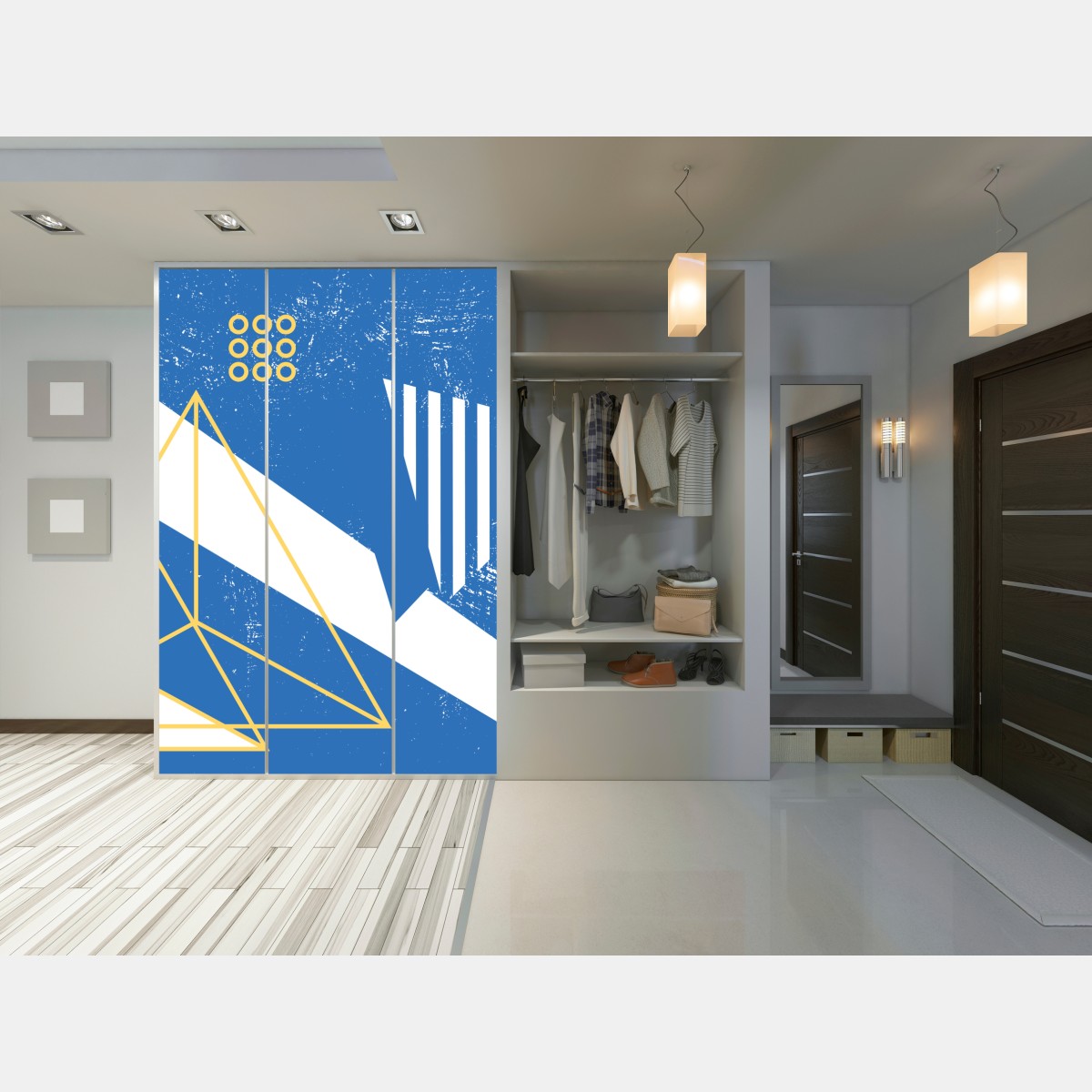 Schrankaufkleber geometrische abstraktion in blau – Wallnifity®