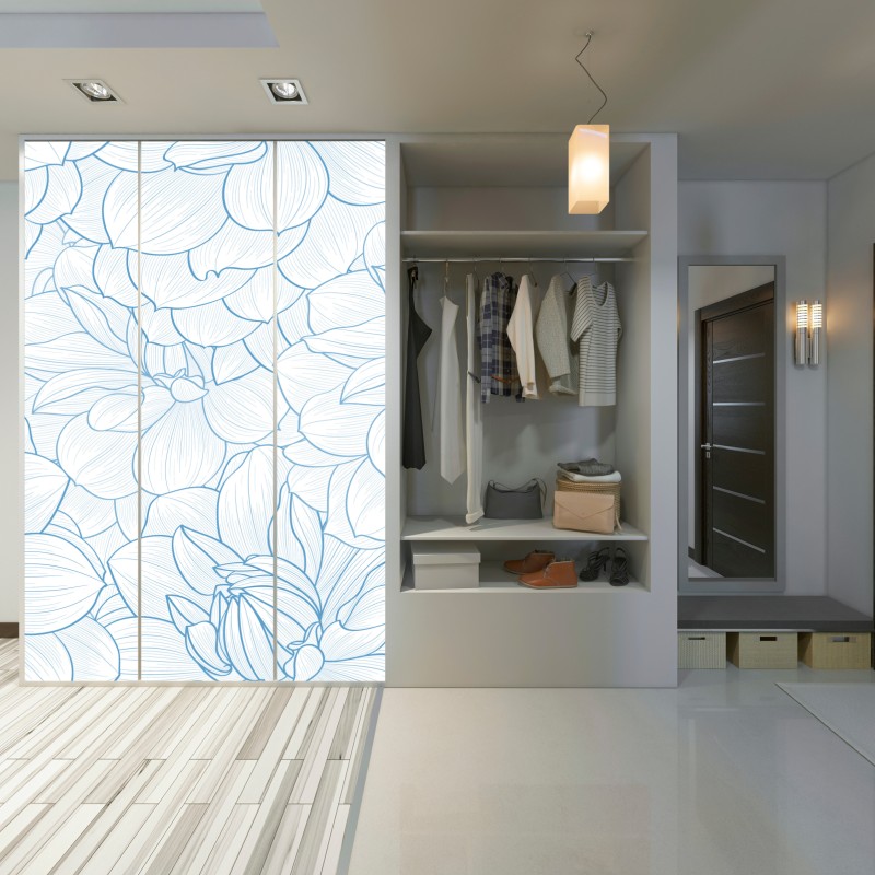 Schrankaufkleber zartes blaues blumenmuster – Wallnifity® Schrankaufkleber zartes blaues blumenmuster – Wallnifity®