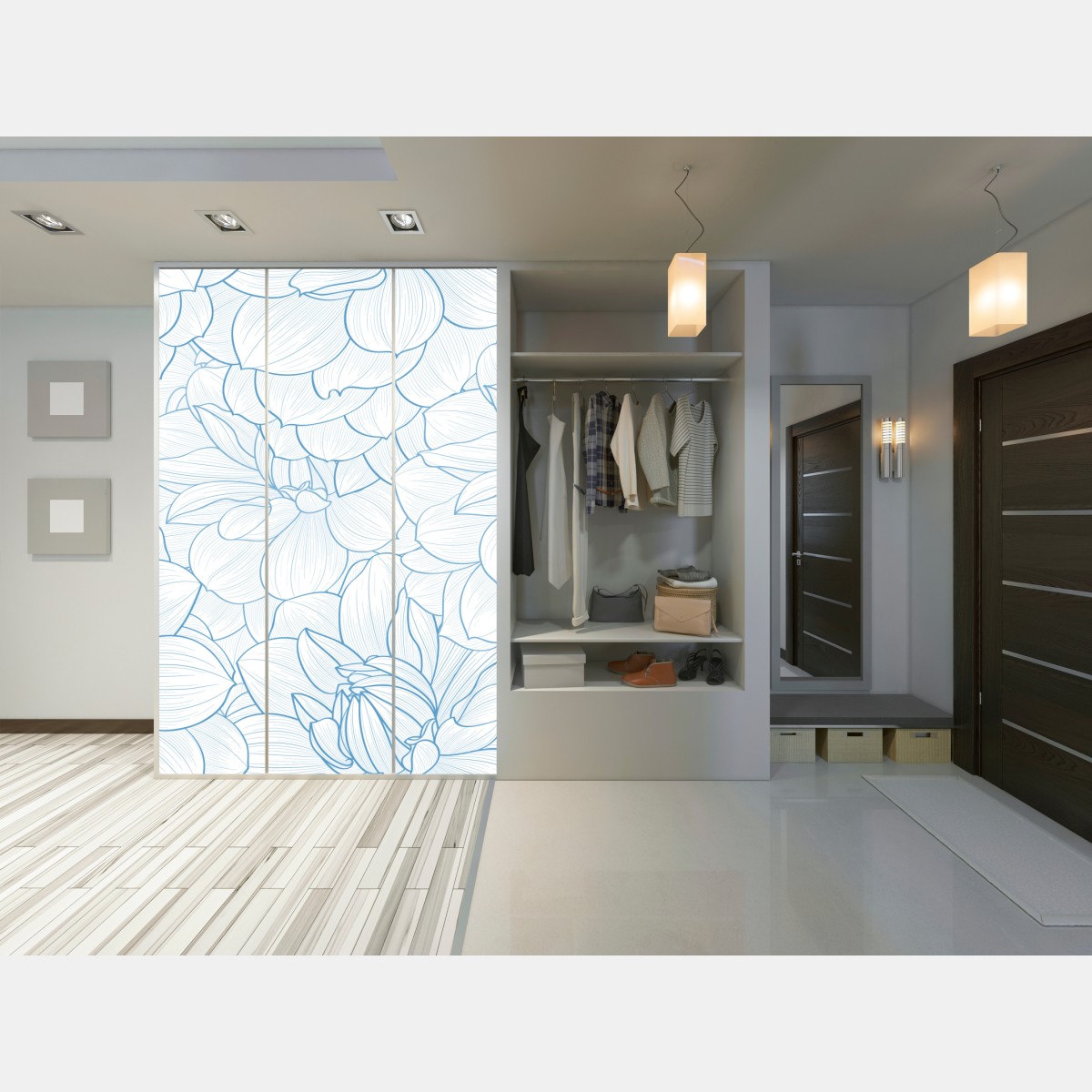 Schrankaufkleber zartes blaues blumenmuster – Wallnifity® Schrankaufkleber zartes blaues blumenmuster – Wallnifity®