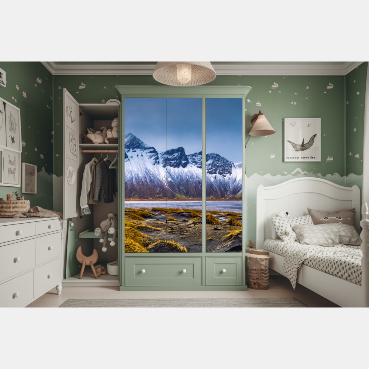 Schrankaufkleber panorama Vestrahorn bei Stokksnes – Wallnifity® Schrankaufkleber panorama Vestrahorn bei Stokksnes – Wallnifity®