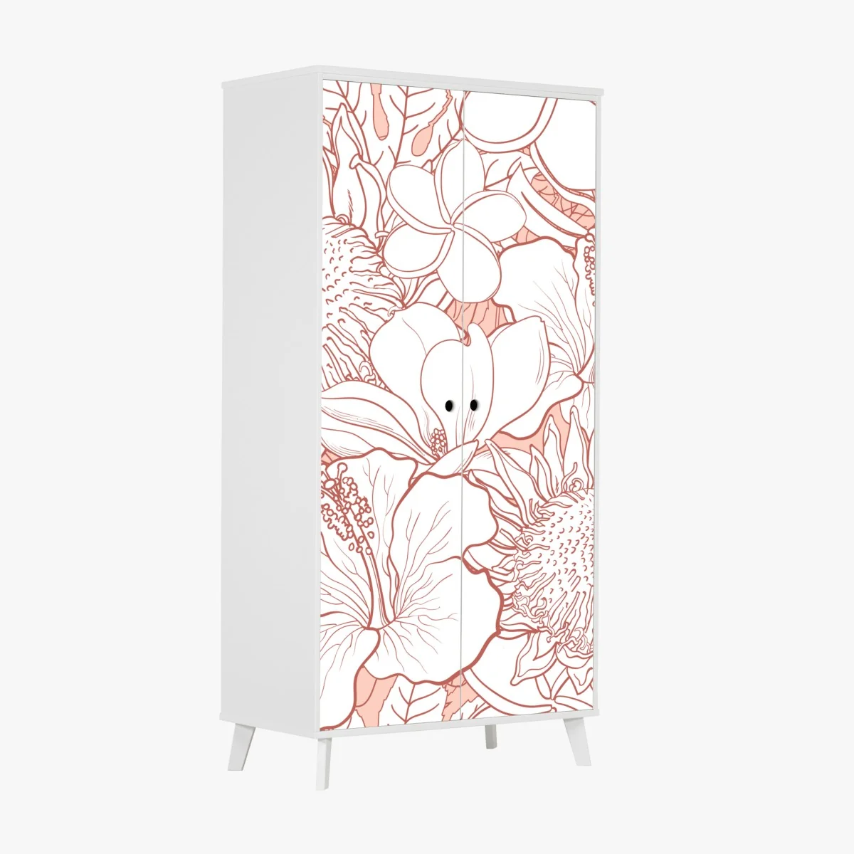 Schrankaufkleber zartes korallenfarbenes blumenmuster – Wallnifity® Schrankaufkleber zartes korallenfarbenes blumenmuster – Wallnifity®