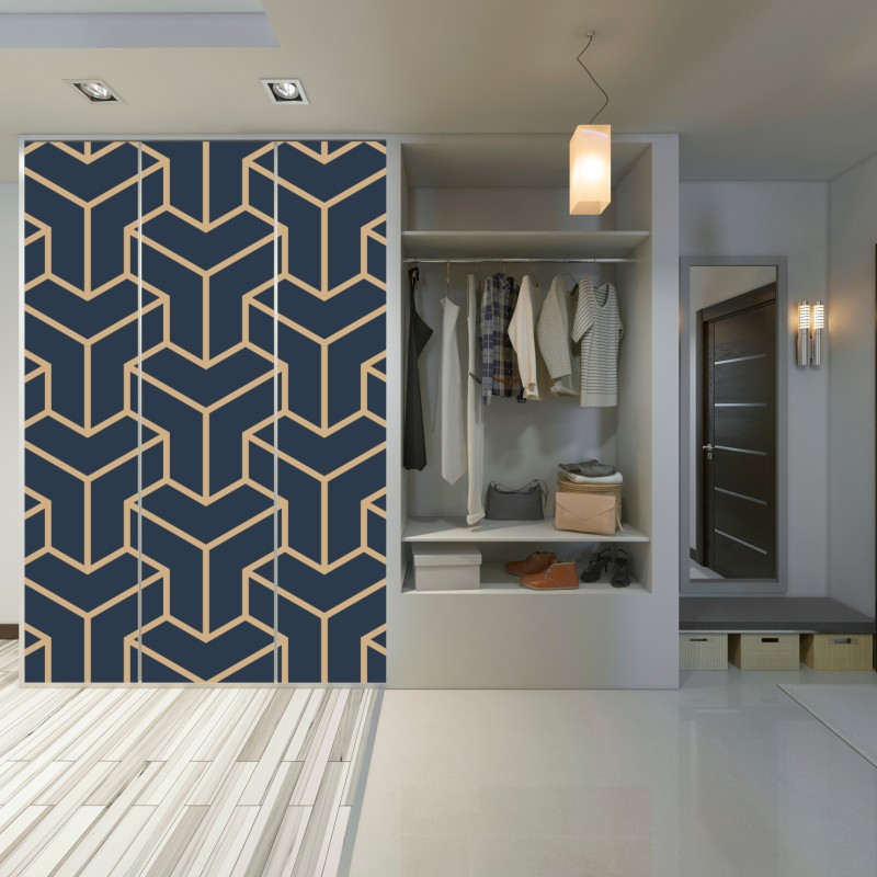 Schrankaufkleber marineblaues geometrisches würfelmuster – Wallnifity® Schrankaufkleber marineblaues geometrisches würfelmuster – Wallnifity®