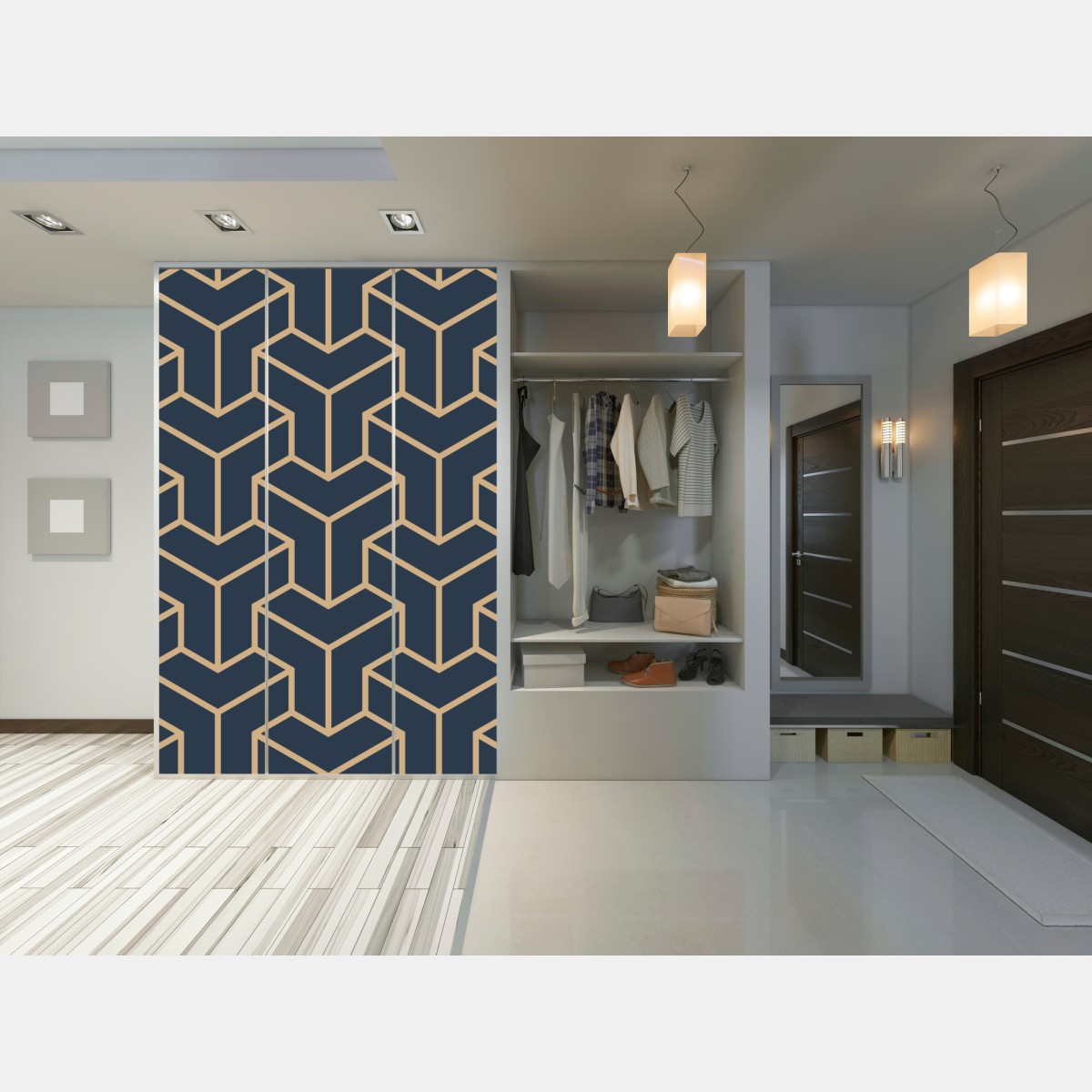 Schrankaufkleber marineblaues geometrisches würfelmuster – Wallnifity® Schrankaufkleber marineblaues geometrisches würfelmuster – Wallnifity®