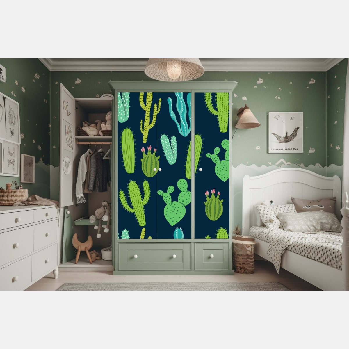 Schrankaufkleber kaktus- und sukkulentenmuster – Wallnifity® Schrankaufkleber kaktus- und sukkulentenmuster – Wallnifity®