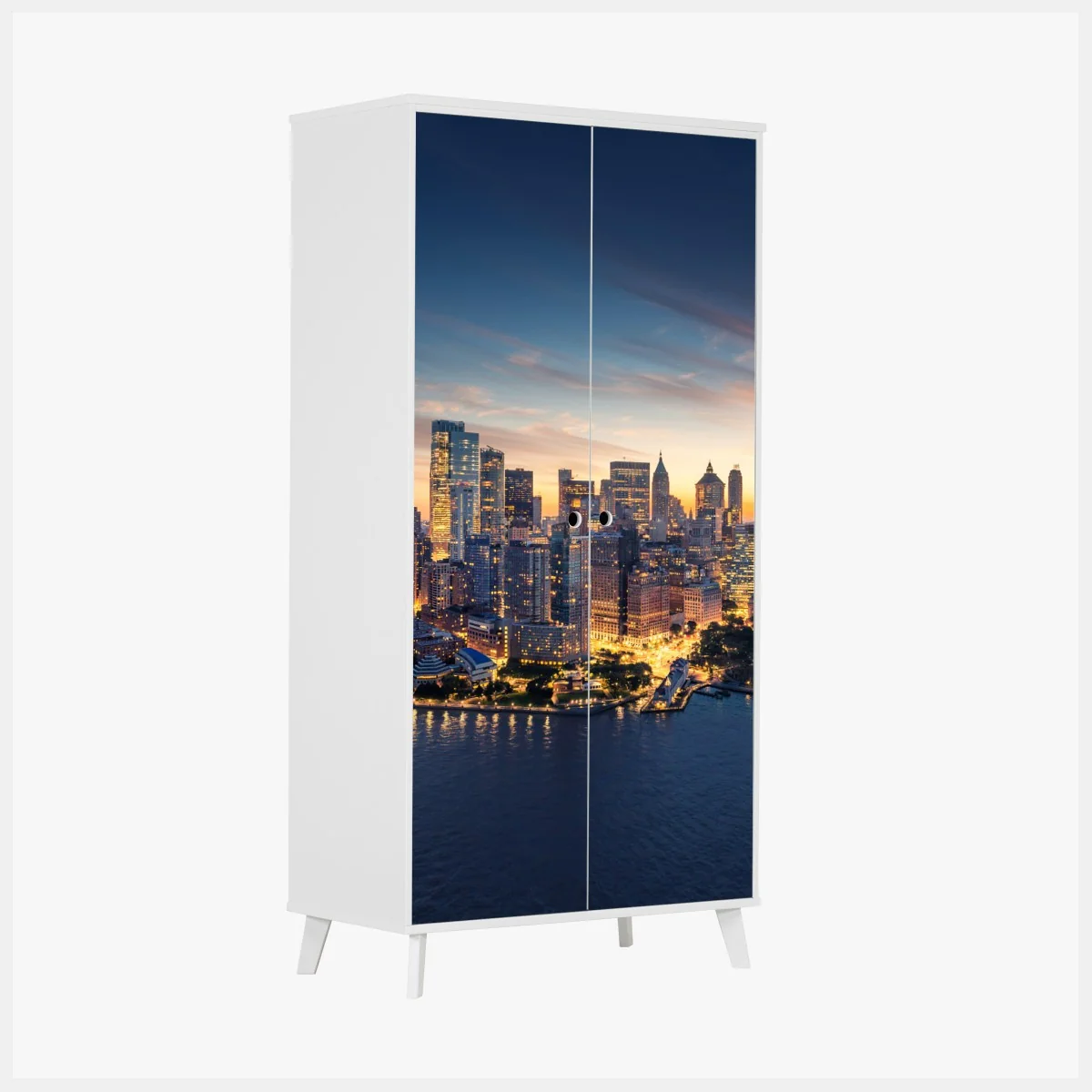 Schrankaufkleber Manhattan panorama bei sonnenaufgang – Wallnifity® Schrankaufkleber Manhattan panorama bei sonnenaufgang – Wallnifity®