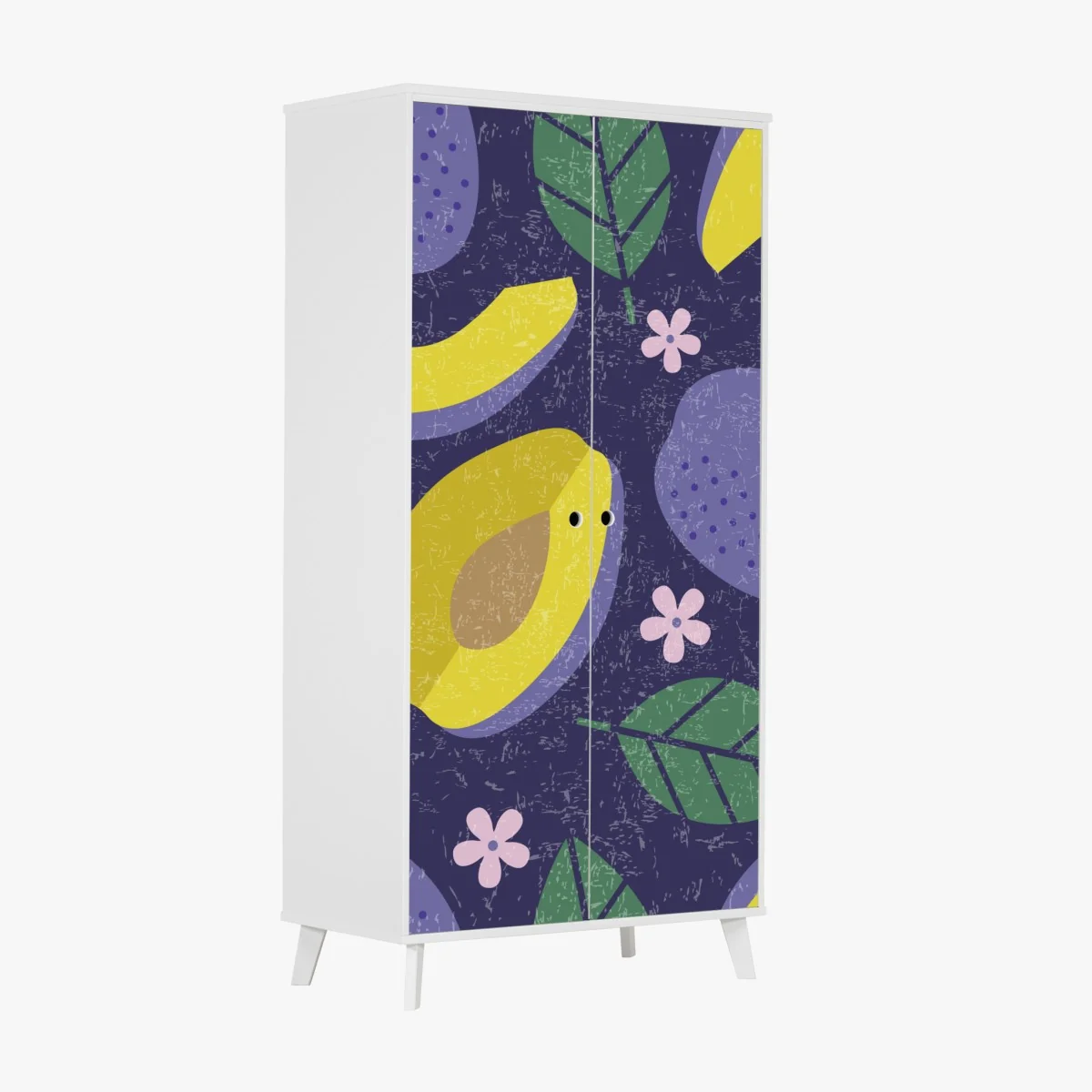 Schrankaufkleber verspieltes pflaumenmuster mit blättern – Wallnifity® Schrankaufkleber verspieltes pflaumenmuster mit blättern – Wallnifity®