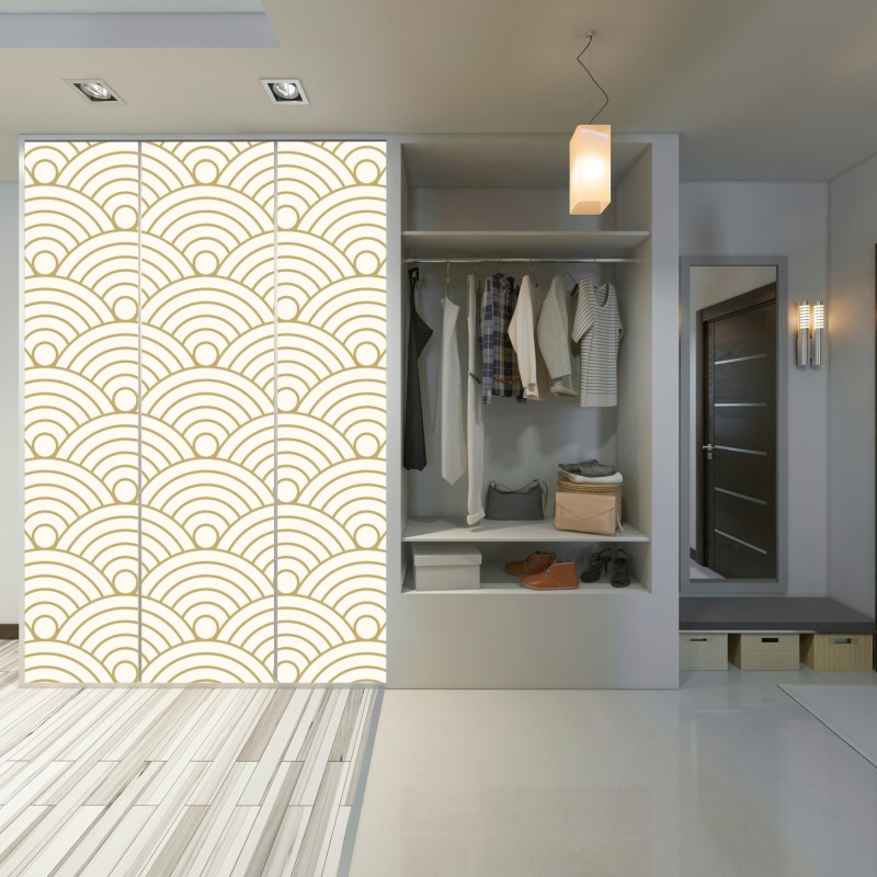 Schrankaufkleber goldenes seigaiha wellenmuster – Wallnifity® Schrankaufkleber goldenes seigaiha wellenmuster – Wallnifity®