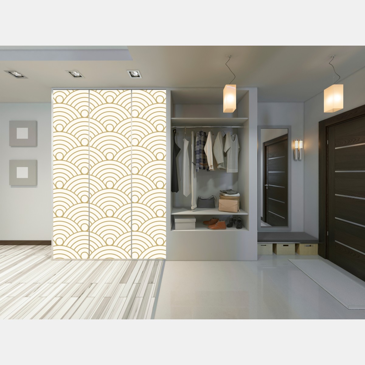 Schrankaufkleber goldenes seigaiha wellenmuster – Wallnifity® Schrankaufkleber goldenes seigaiha wellenmuster – Wallnifity®