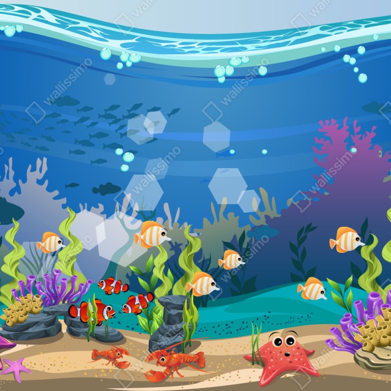 Schrankaufkleber verspielte unterwasserwelt mit korallenriff – Wallnifity® Schrankaufkleber verspielte unterwasserwelt mit korallenriff – Wallnifity®