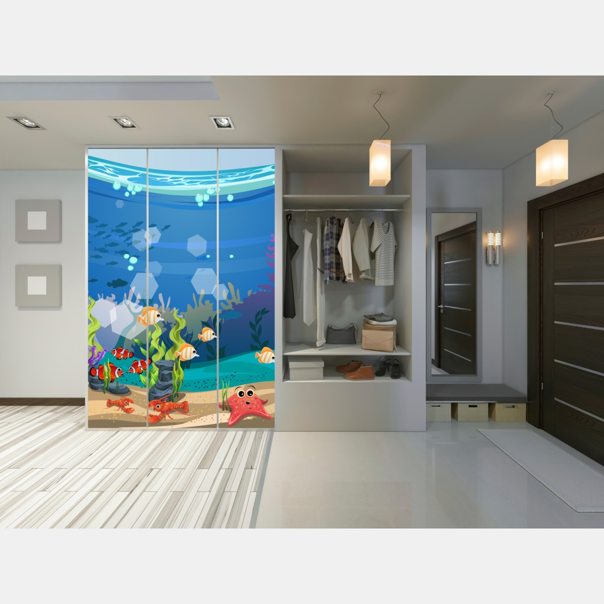 Schrankaufkleber verspielte unterwasserwelt mit korallenriff – Wallnifity® Schrankaufkleber verspielte unterwasserwelt mit korallenriff – Wallnifity®