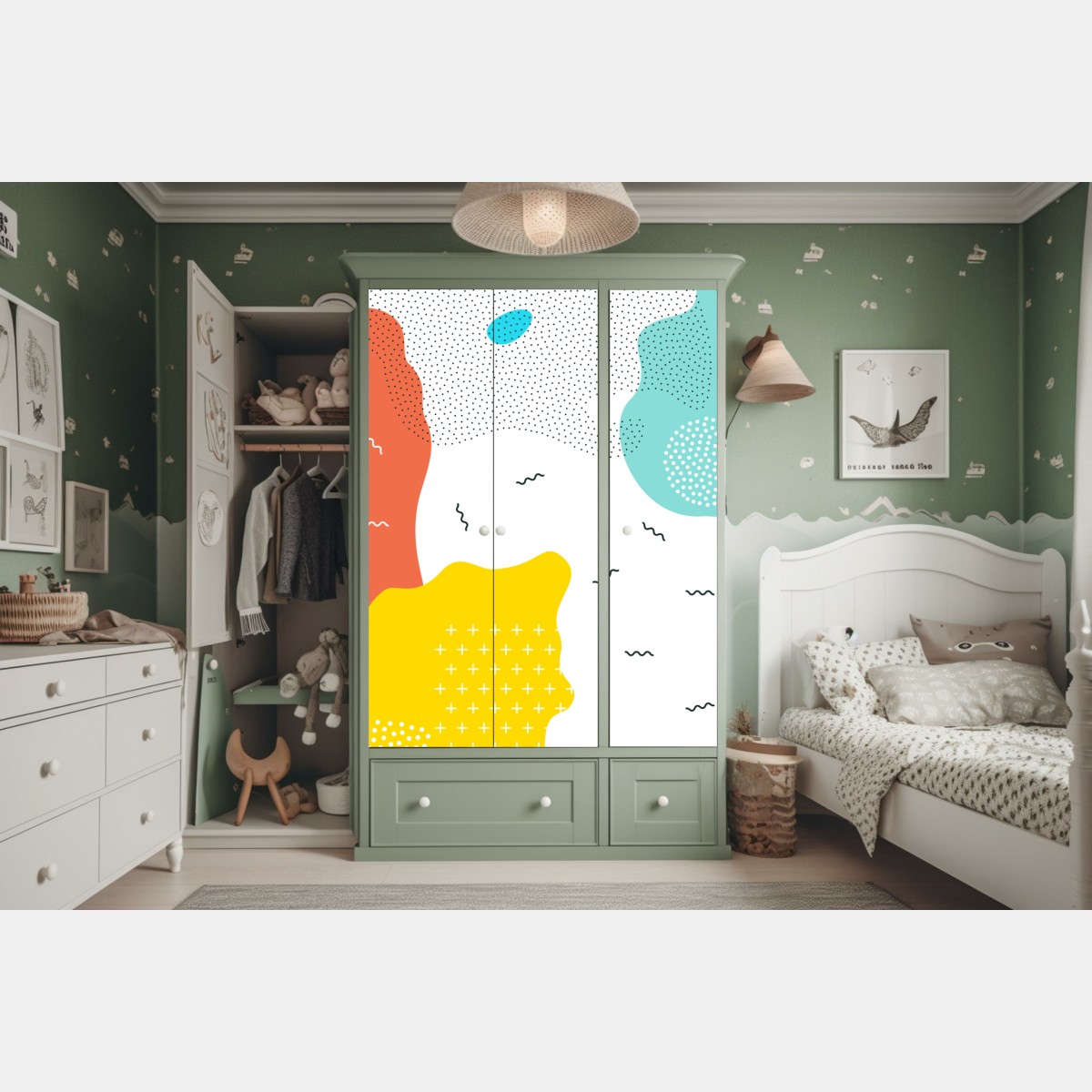 Schrankaufkleber verspielte abstrakte formen in lebendigen farben – Wallnifity® Schrankaufkleber verspielte abstrakte formen in lebendigen farben – Wallnifity®