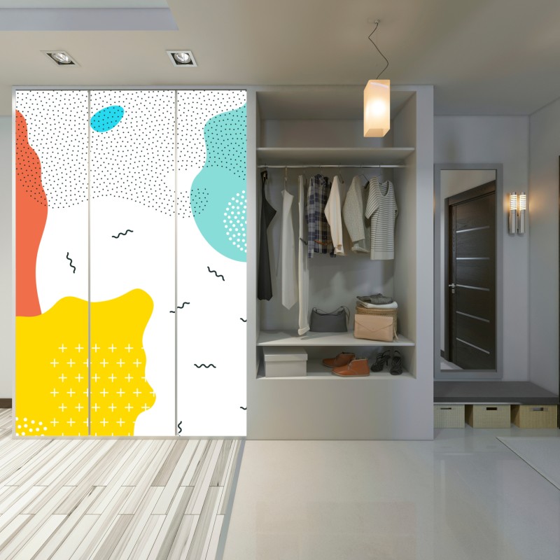 Schrankaufkleber verspielte abstrakte formen in lebendigen farben – Wallnifity® Schrankaufkleber verspielte abstrakte formen in lebendigen farben – Wallnifity®