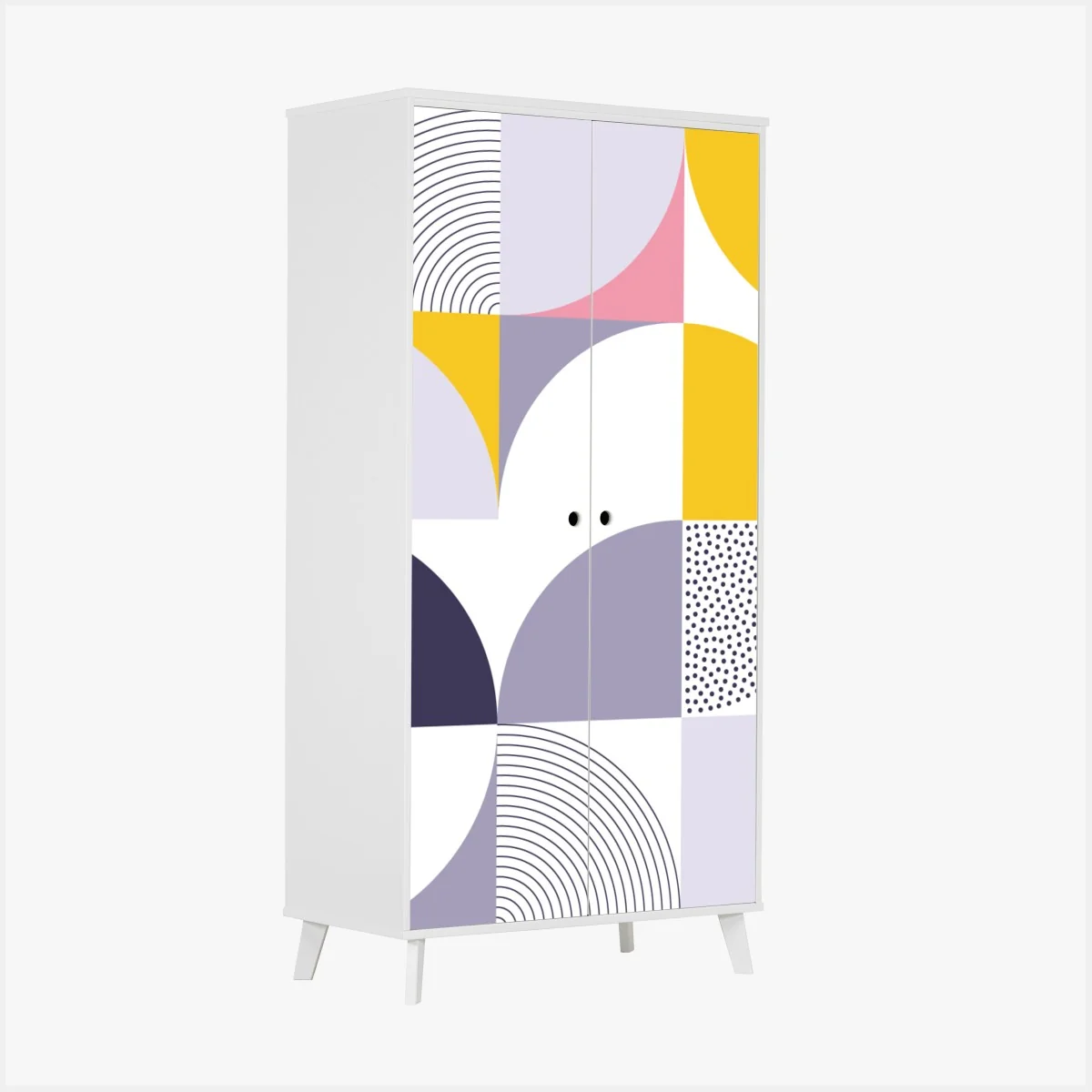 Schrankaufkleber pastellfarbenes geometrisches muster mit halbkreisen – Wallnifity®