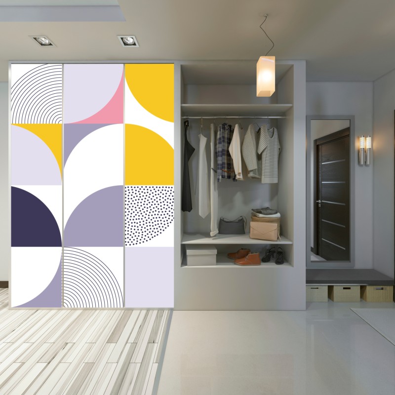 Schrankaufkleber pastellfarbenes geometrisches muster mit halbkreisen – Wallnifity®