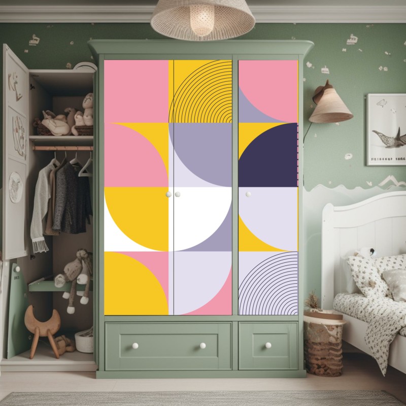 Schrankaufkleber Eiffelturm am Champ de Mars, lebendige pariser skyline – Wallnifity®