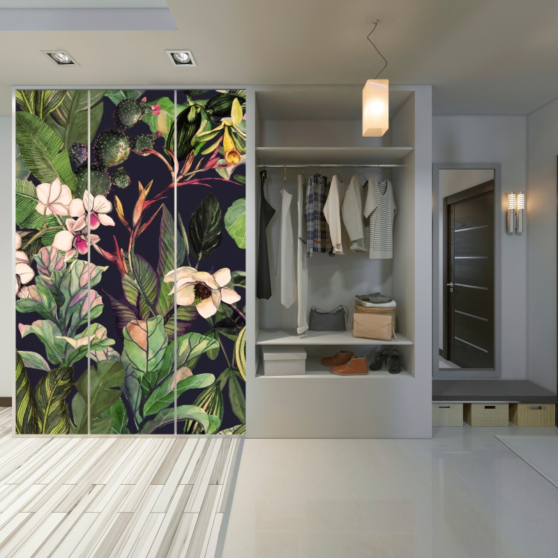 Schrankaufkleber tropisches aquarell botanikmuster – Wallnifity® Schrankaufkleber tropisches aquarell botanikmuster – Wallnifity®