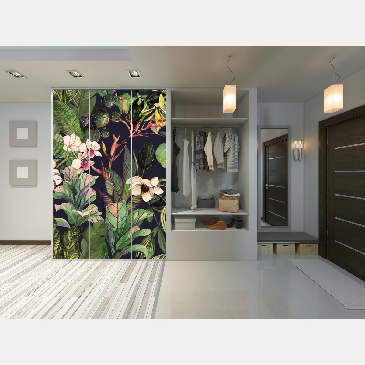 Schrankaufkleber tropisches aquarell botanikmuster – Wallnifity® Schrankaufkleber tropisches aquarell botanikmuster – Wallnifity®