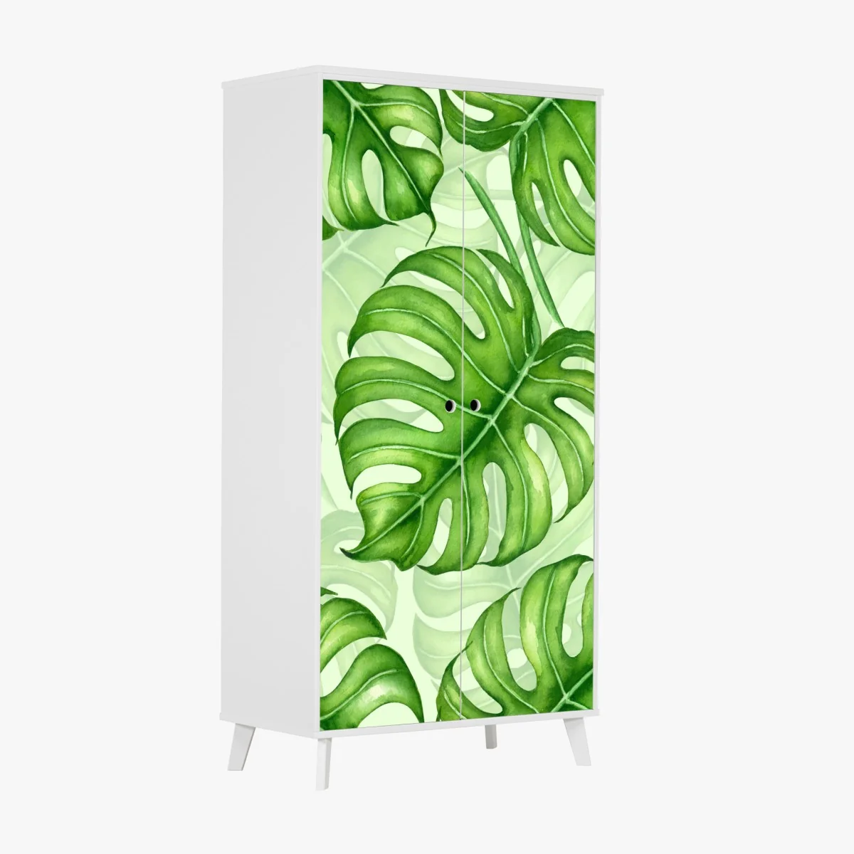 Schrankaufkleber aquarell monstera blättermuster – Wallnifity® Schrankaufkleber aquarell monstera blättermuster – Wallnifity®