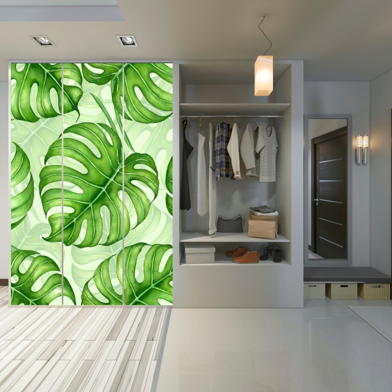 Schrankaufkleber aquarell monstera blättermuster – Wallnifity® Schrankaufkleber aquarell monstera blättermuster – Wallnifity®