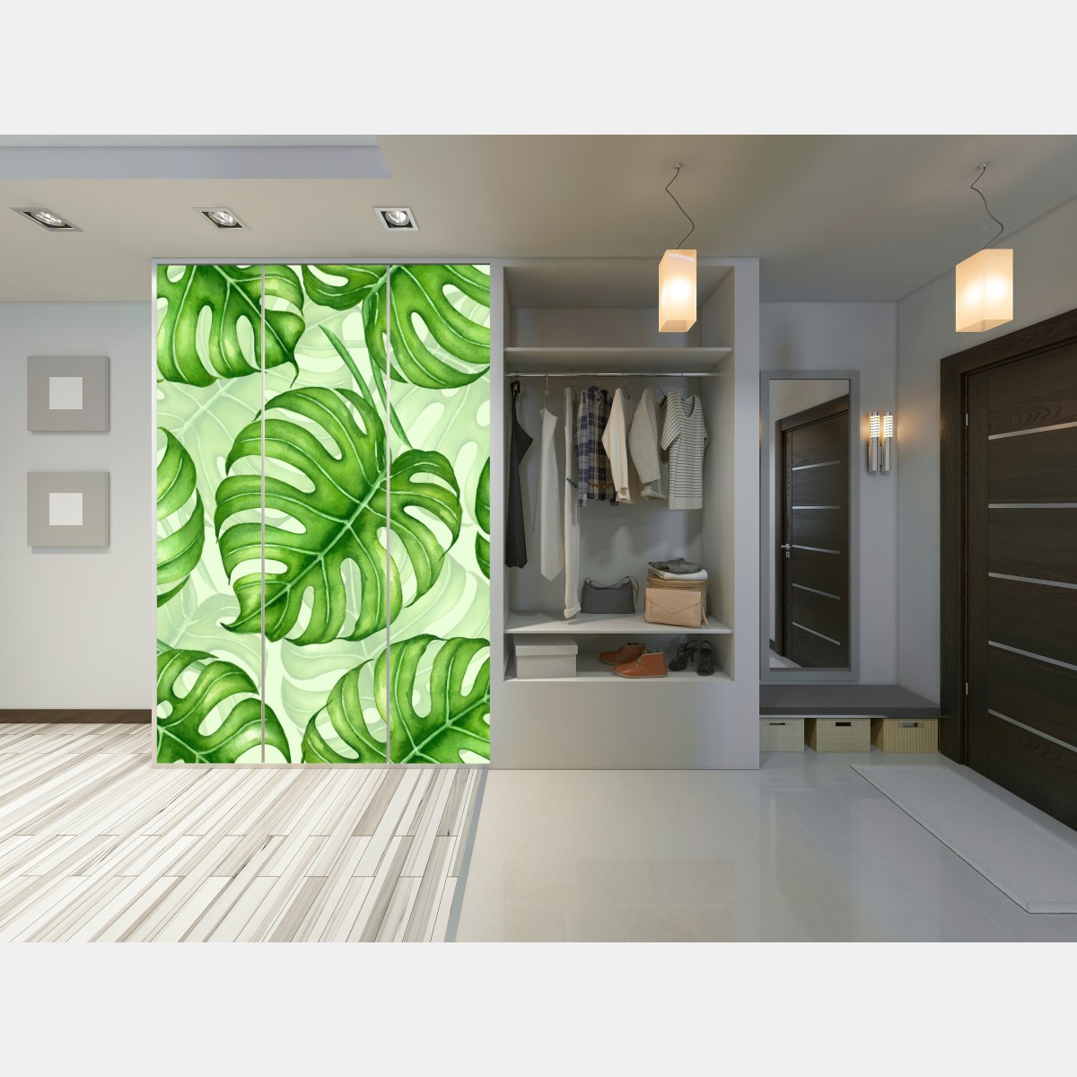 Schrankaufkleber aquarell monstera blättermuster – Wallnifity® Schrankaufkleber aquarell monstera blättermuster – Wallnifity®