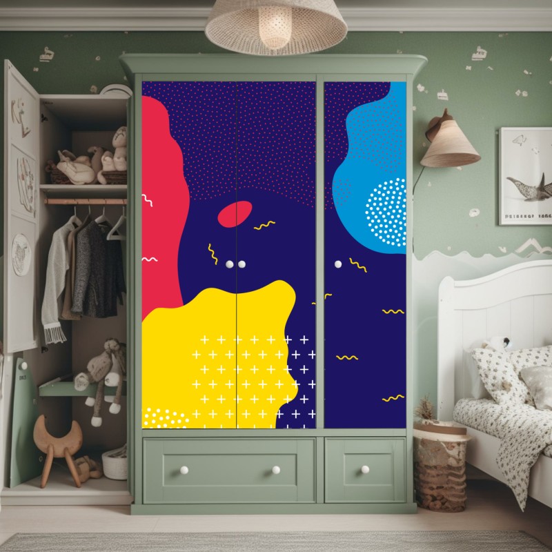 Schrankaufkleber sonnenuntergang über der städtischen küstenlinie – Wallnifity®