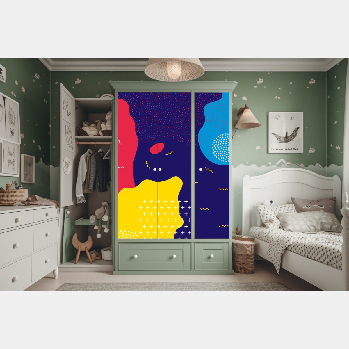 Schrankaufkleber lebhaftes abstraktes formenmuster – Wallnifity® Schrankaufkleber lebhaftes abstraktes formenmuster – Wallnifity®