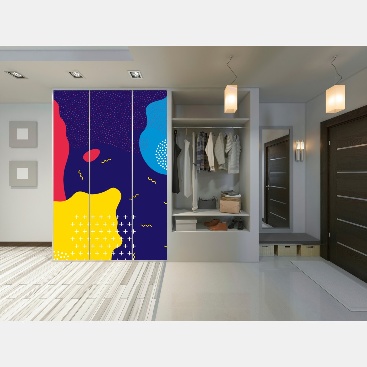 Schrankaufkleber lebhaftes abstraktes formenmuster – Wallnifity® Schrankaufkleber lebhaftes abstraktes formenmuster – Wallnifity®