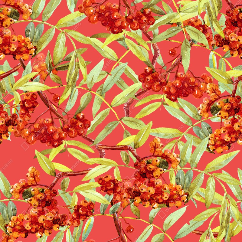 Schrankaufkleber aquarellmuster mit vogelbeeren – Wallnifity®