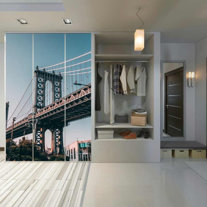 Schrankaufkleber Manhattan brücke in urbaner perspektive – Wallnifity® Schrankaufkleber Manhattan brücke in urbaner perspektive – Wallnifity®