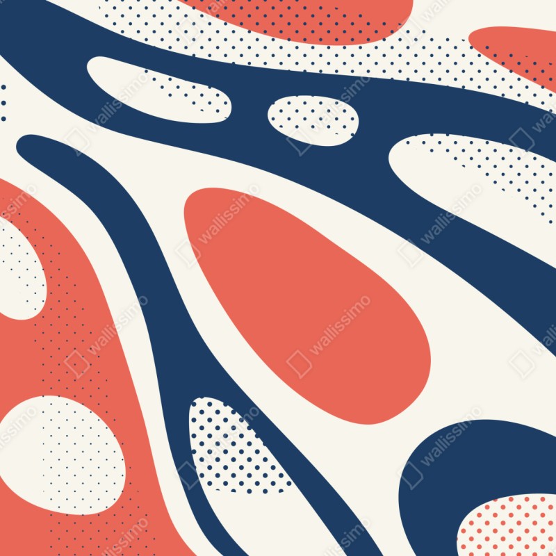 Schrankaufkleber retro korallenrot und marineblau abstraktes muster – Wallnifity® Schrankaufkleber retro korallenrot und marineblau abstraktes muster – Wallnifity®