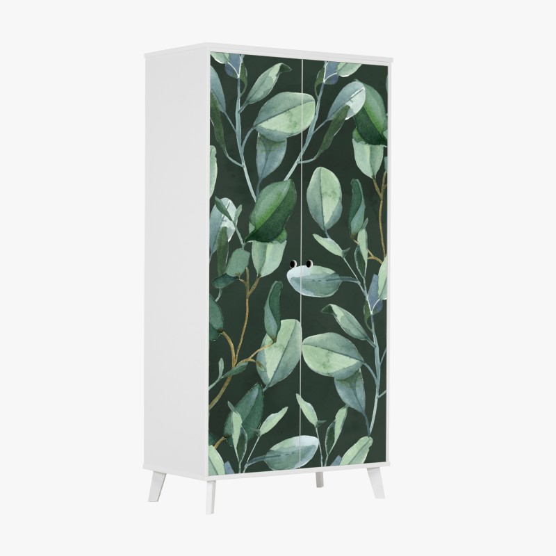 Schrankaufkleber tropischer strand mit blauem sonnenhut – Wallnifity®