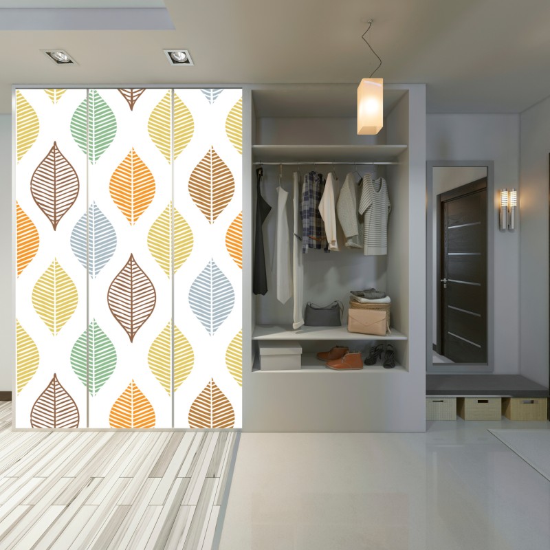 Schrankaufkleber pastelliges blättermuster für die wand – Wallnifity®