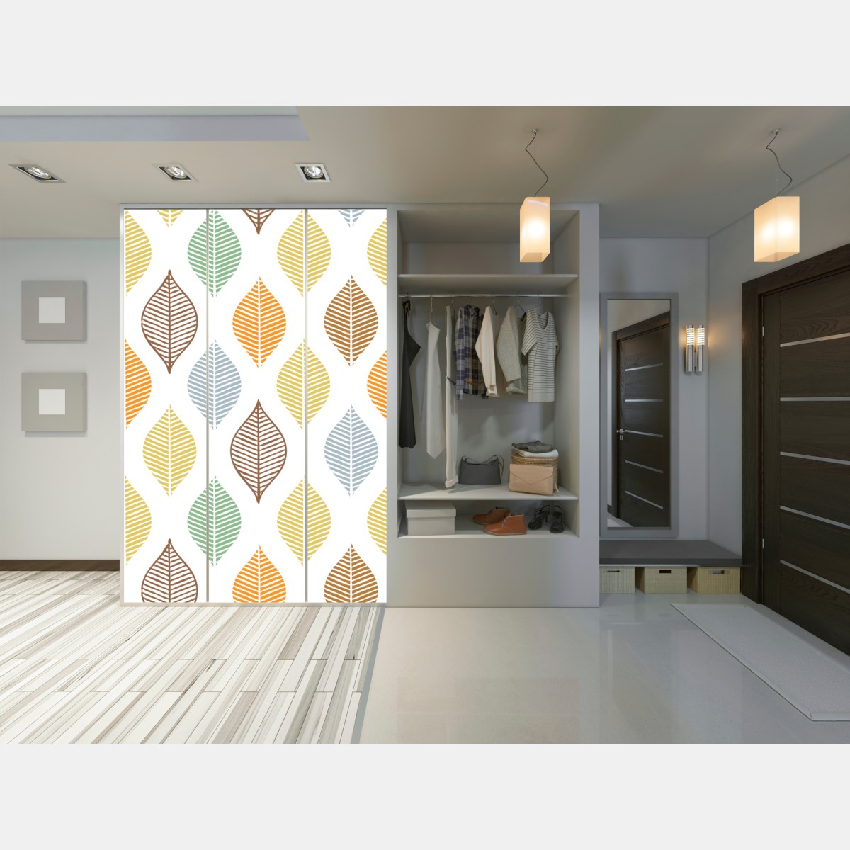 Schrankaufkleber pastelliges blättermuster für die wand – Wallnifity®