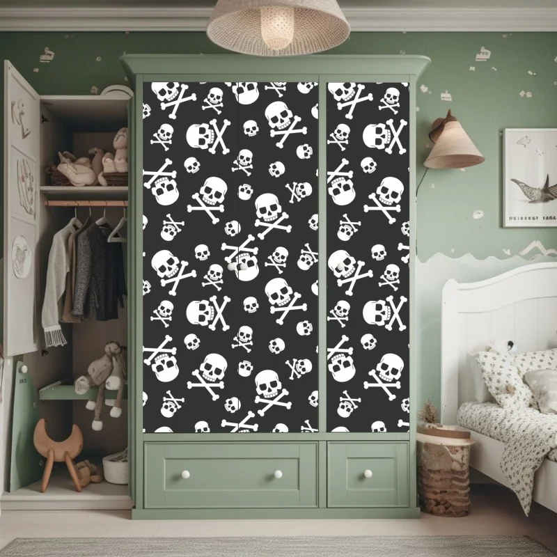 Schrankaufkleber weißes totenkopf muster auf grauem hintergrund – Wallnifity® Schrankaufkleber weißes totenkopf muster auf grauem hintergrund – Wallnifity®