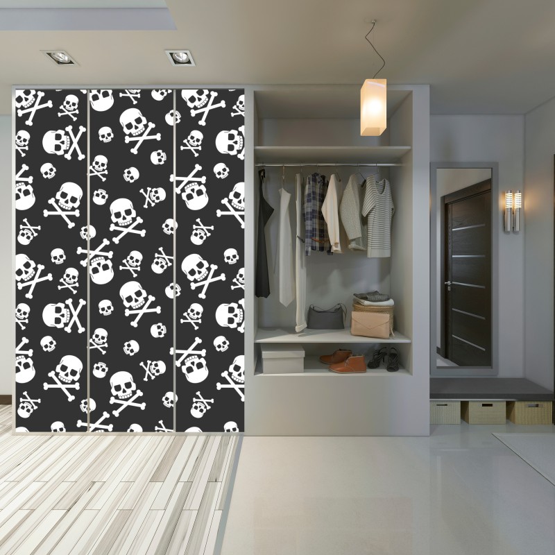 Schrankaufkleber weißes totenkopf muster auf grauem hintergrund – Wallnifity® Schrankaufkleber weißes totenkopf muster auf grauem hintergrund – Wallnifity®