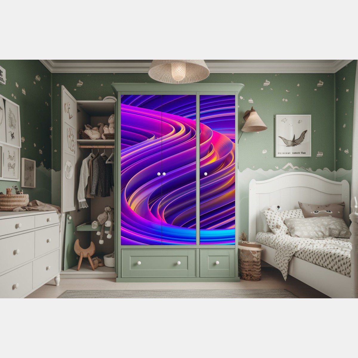 Schrankaufkleber leuchtender lila 3d bandwirbel – Wallnifity® Schrankaufkleber leuchtender lila 3d bandwirbel – Wallnifity®