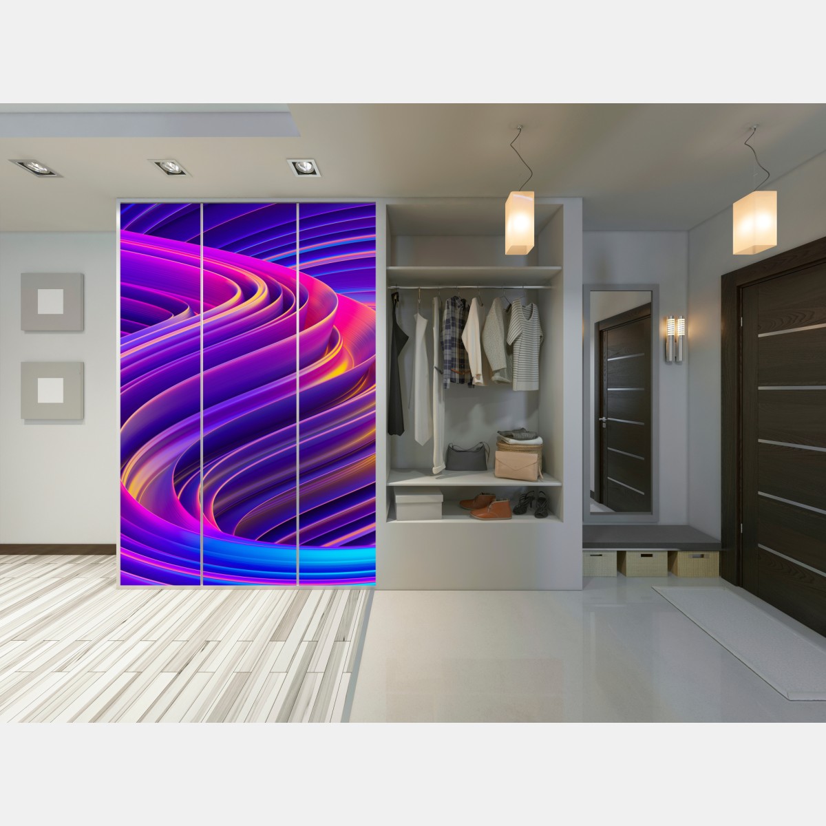 Schrankaufkleber leuchtender lila 3d bandwirbel – Wallnifity® Schrankaufkleber leuchtender lila 3d bandwirbel – Wallnifity®