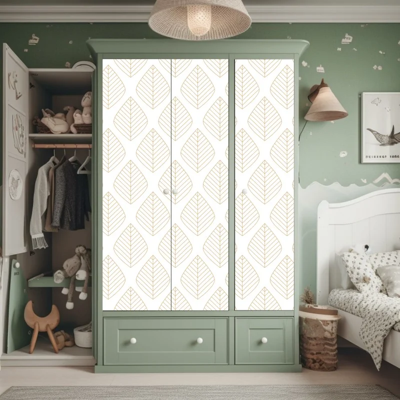 Schrankaufkleber elegantes goldenes geometrisches blattmuster – Wallnifity® Schrankaufkleber elegantes goldenes geometrisches blattmuster – Wallnifity®