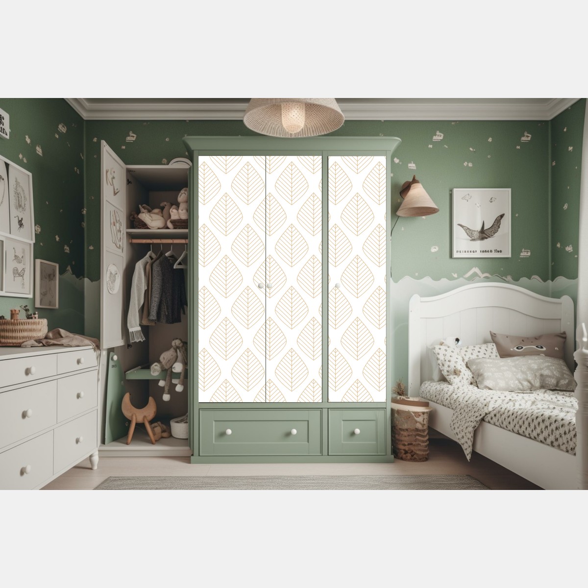 Schrankaufkleber elegantes goldenes geometrisches blattmuster – Wallnifity® Schrankaufkleber elegantes goldenes geometrisches blattmuster – Wallnifity®