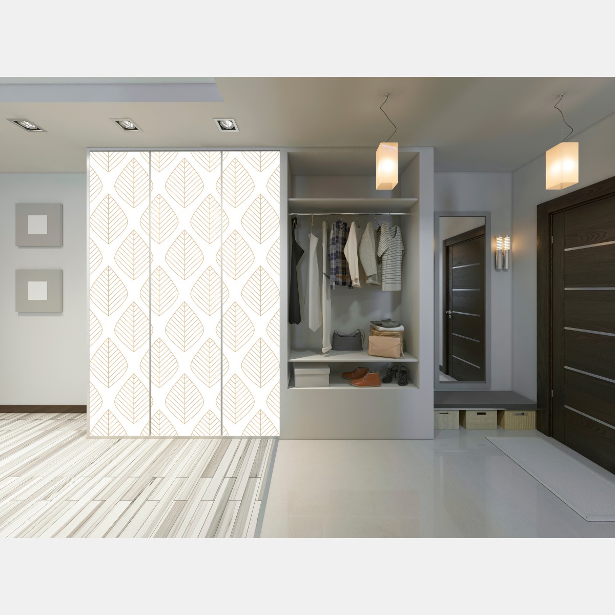 Schrankaufkleber elegantes goldenes geometrisches blattmuster – Wallnifity® Schrankaufkleber elegantes goldenes geometrisches blattmuster – Wallnifity®