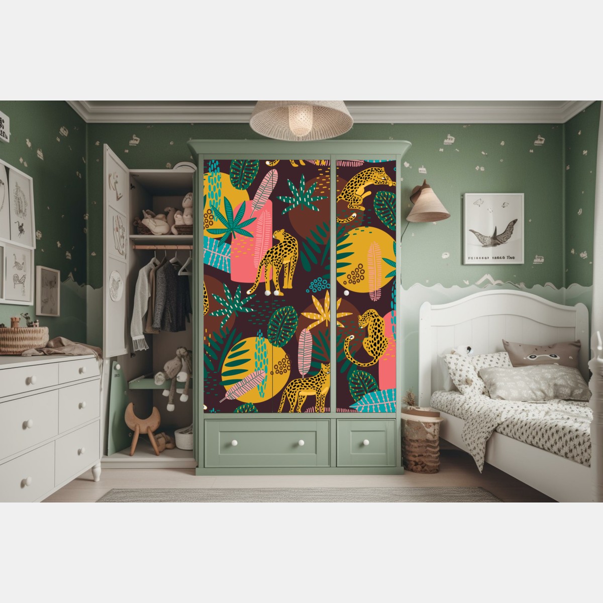 Schrankaufkleber tropisches leopardenmuster – Wallnifity® Schrankaufkleber tropisches leopardenmuster – Wallnifity®