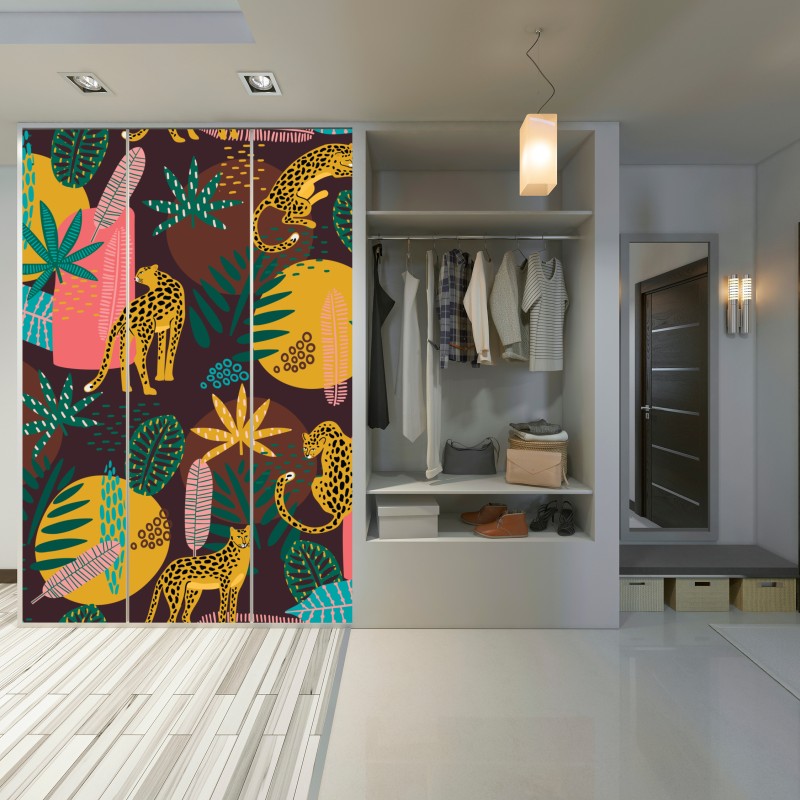 Schrankaufkleber tropisches leopardenmuster – Wallnifity® Schrankaufkleber tropisches leopardenmuster – Wallnifity®