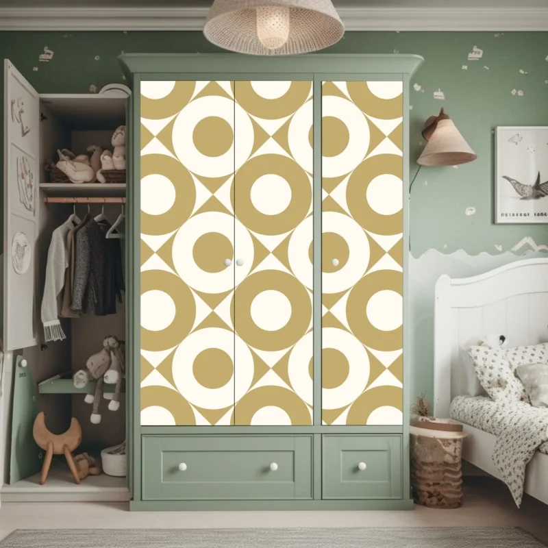 Schrankaufkleber goldenes geometrisches kreismuster – Wallnifity® Schrankaufkleber goldenes geometrisches kreismuster – Wallnifity®